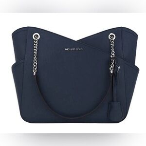 NWT, Navy Michael Kors Jet Set Travel leather tote